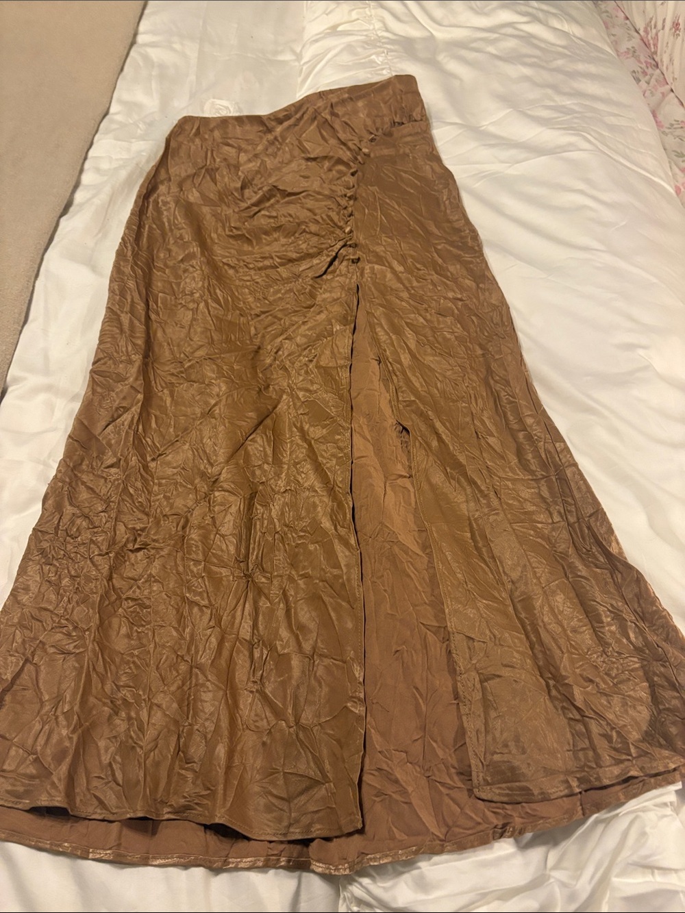 Current Air champagne Maxi Skirt with Front Slit